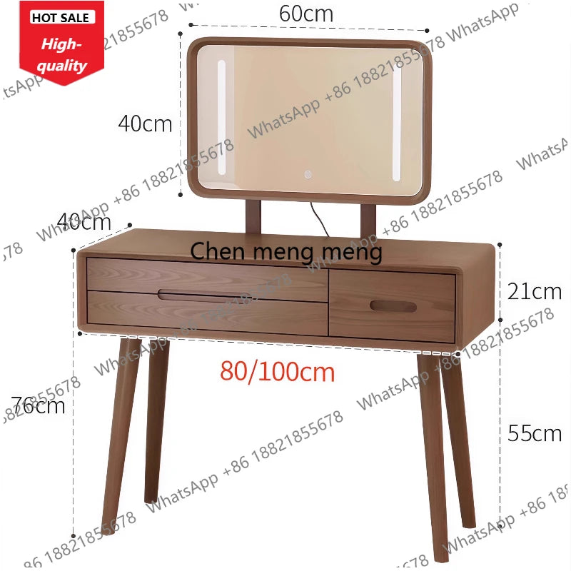 C139 Luxurious Mid Century Wooden Makeup Vanity with Mirror