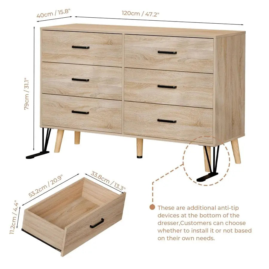 Dresden Collection | Tapered-Leg Brass-Accented Walnut Dresser - presented at scale within a designed interior in a Mid-Century Modern bedroom setting.