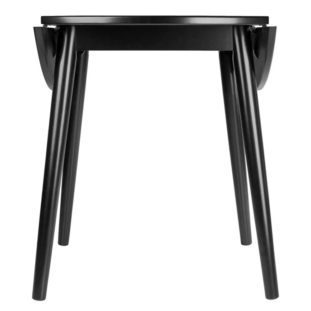 Moreno 36" round Drop Leaf Transitional Solid Wood Dining Table in Black