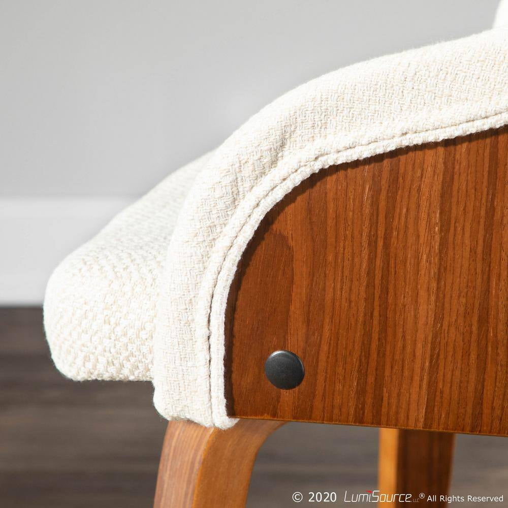 Bacci Mid-Century Modern Walnut and Cream Fabric Dining/Accent Chair in Wood