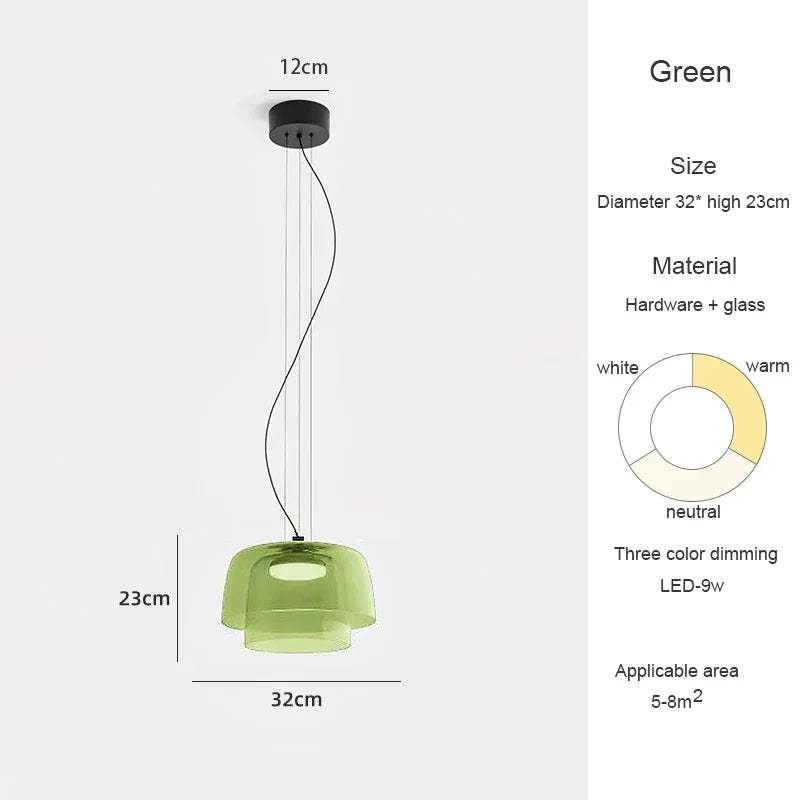 Belmont Collection | Geometric Glass-Topped Blown Glass Pendant - detail view 18 revealing design nuance in a Mid-Century Modern living room setting.