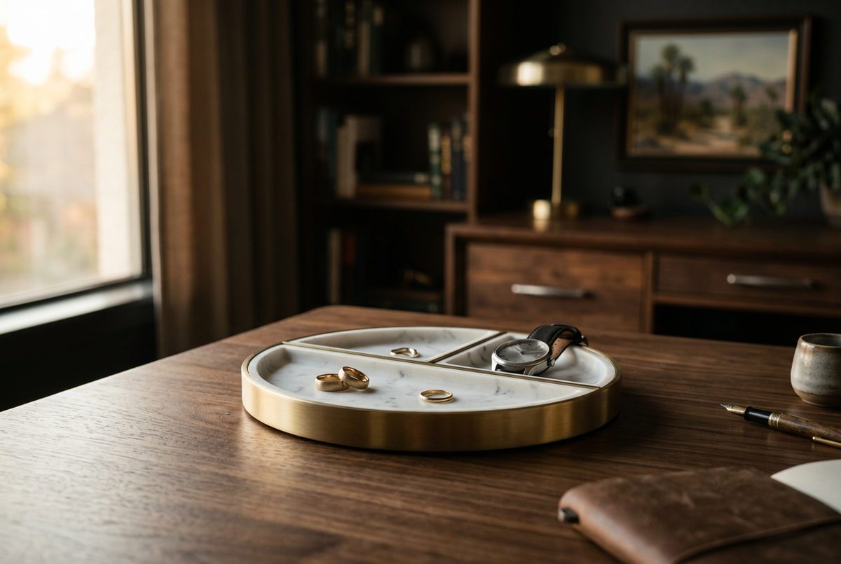 Marble & Brass Ring Tray | Ionic Dish