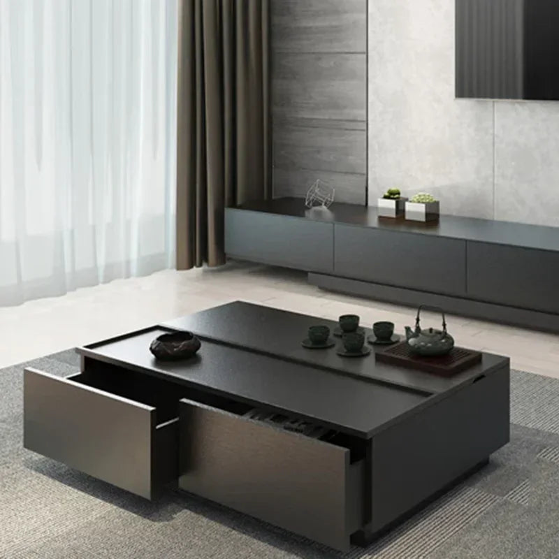 Belmont Collection | Floating Brass-Accented Walnut Floating Media Console - captured in a curated lifestyle vignette in a Mid-Century Modern entryway setting.