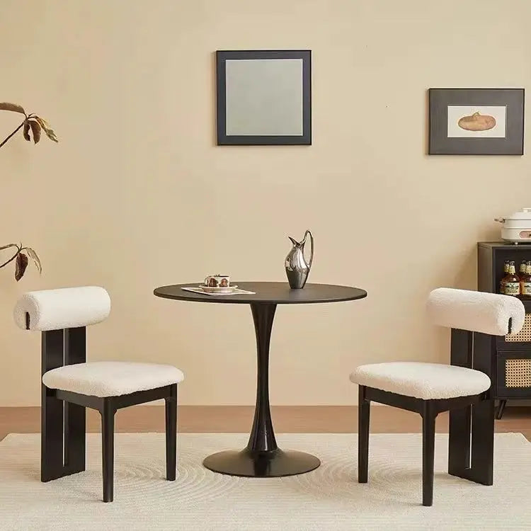 Dresden Collection | Tapered-Leg Atomic-Era Walnut Dining Chair - styled from an alternate angle revealing dimensional depth in a Mid-Century Modern dining room setting.