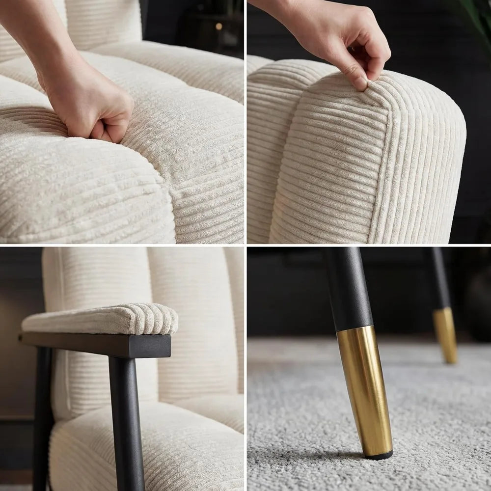 Valencia Collection | Sculptural Chrome-Detailed Corduroy & Chrome Accent Chair - presented at scale within a designed interior in a Mid-Century Modern living room setting.