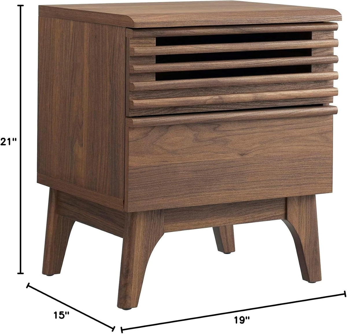 Modway Render Mid-Century Modern, Nightstand, Walnut