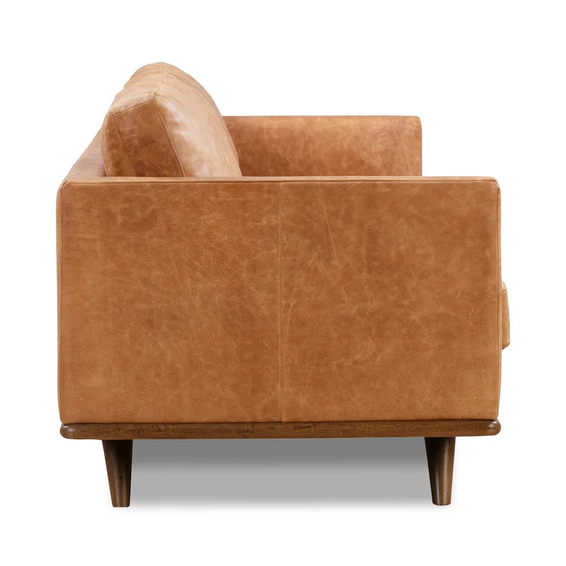 Nolita 85" Full-Grain Genuine Italian Leather Square Arm Sofa