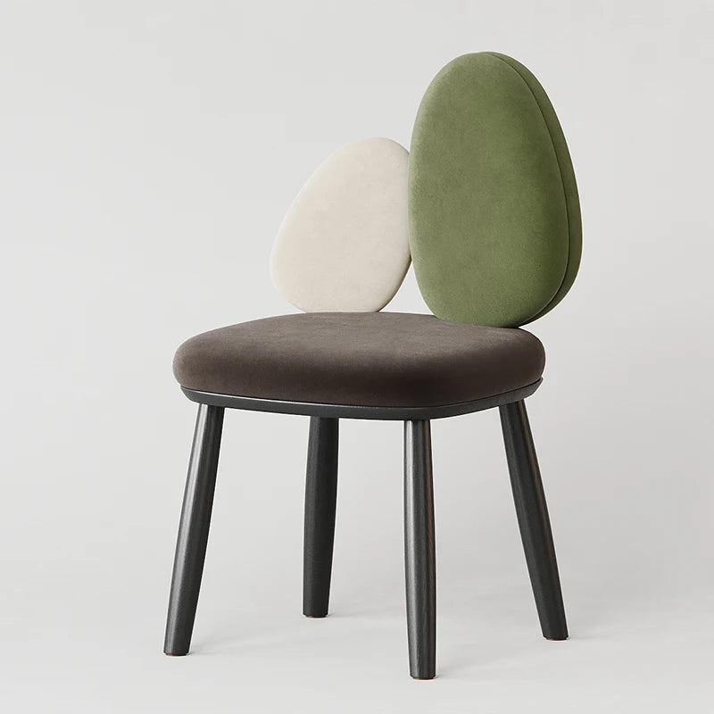Ellington Collection | Round Atomic-Era Solid Walnut Dining Chairs - detail view 12 revealing design nuance in a Mid-Century Modern dining room setting.