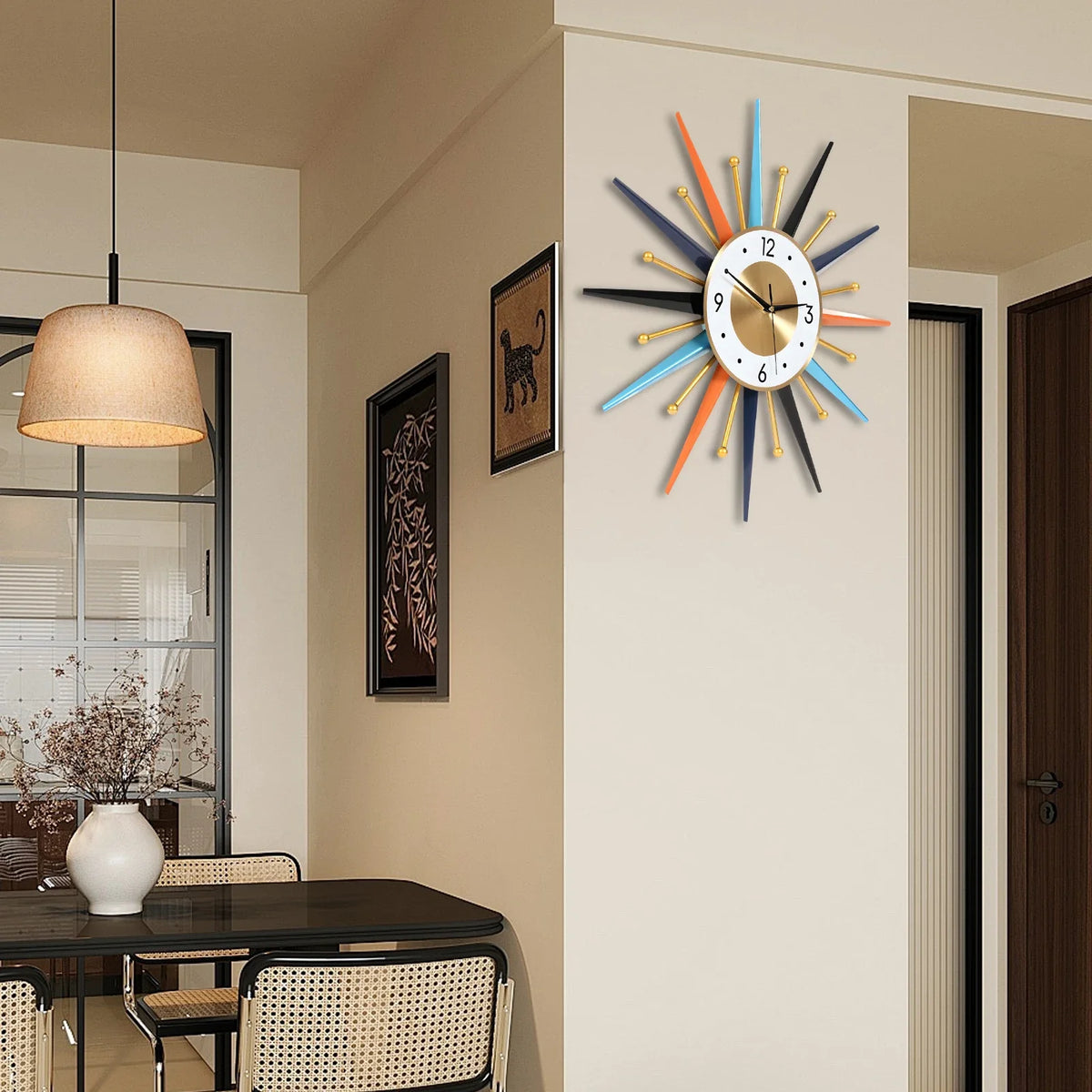 The Astoria Spun Brass Sunburst Wall Clock