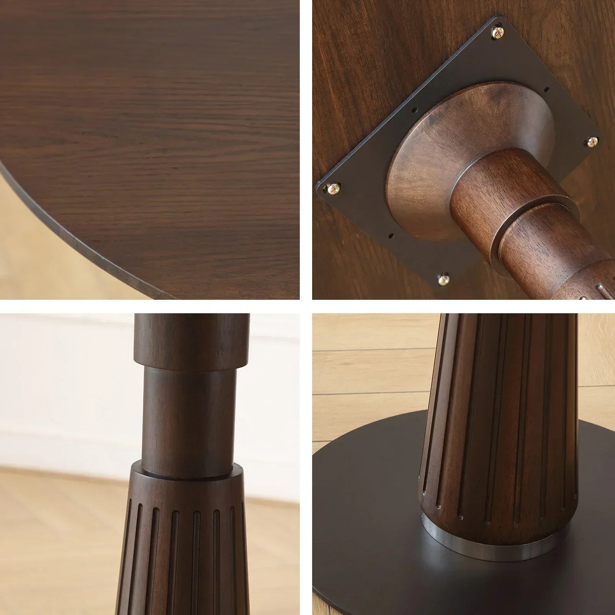 Astoria Collection | Round Walnut & Brass Dining Table - captured in a curated lifestyle vignette in a Mid-Century Modern dining room setting.