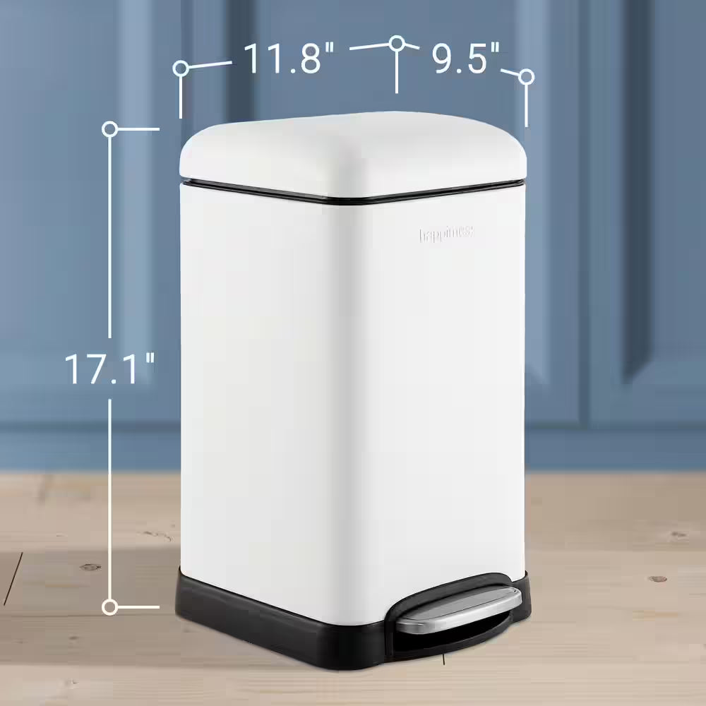 Betty Retro Mini 3.2 Gal. White Step-Open Trash Can