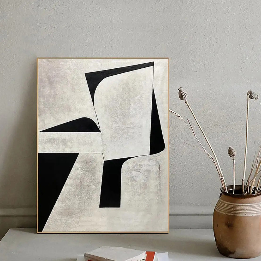 Mid-Century Modern Handmade Oil Painting - Original Minimalist Canvas Art for Sophisticated Spaces