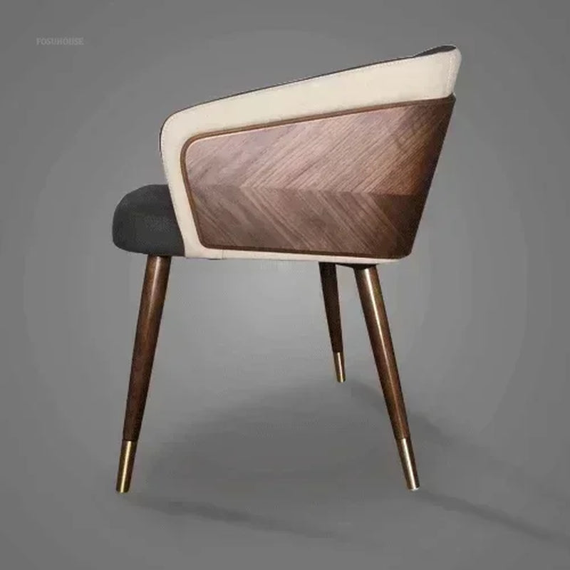 Luxury Modern Dining Chairs Wooden Backrest Armchair Minimalist Lounge Dining Chair Comfortable Dining Room Furniture