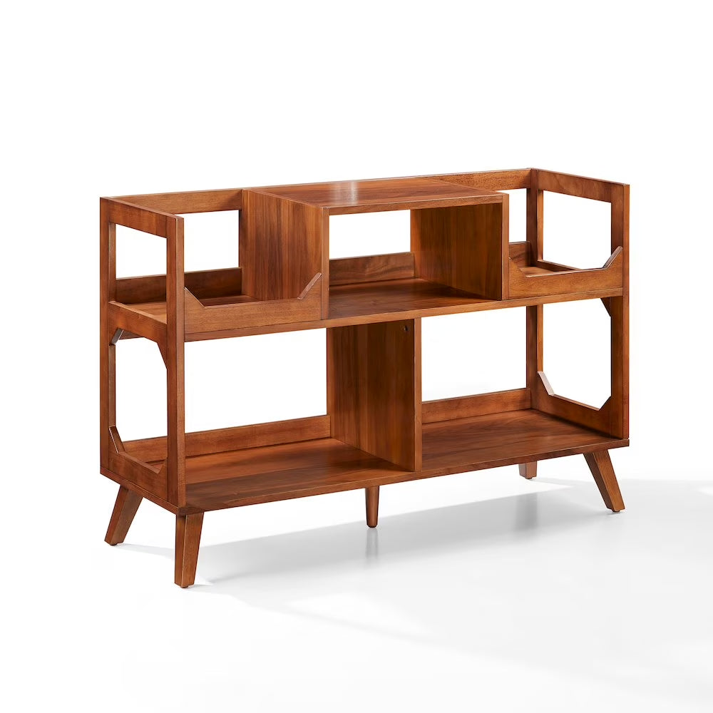 Asheville Mid-Century Modern Media Console Record Player Stand, Storage for Vinyl Records