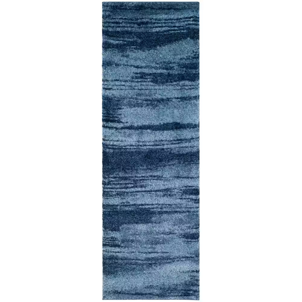 Retro Light Blue/Blue 2 Ft. X 7 Ft. Striped Runner Rug