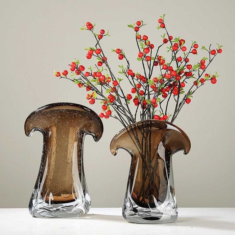Brown Glass Hydroponic Art Vase - Elegant Modern Decor