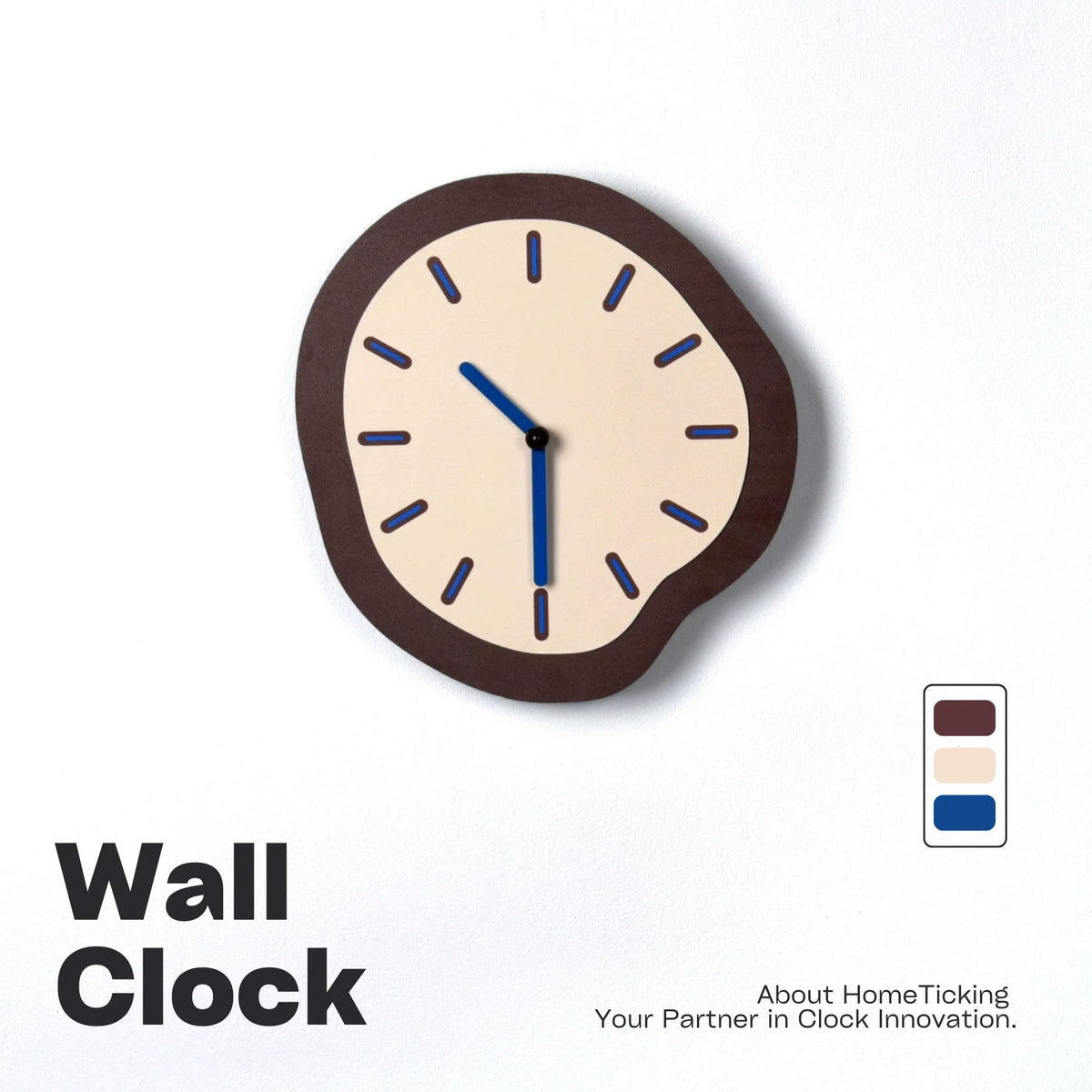 Astoria Collection | Sculptural Brass-Accented Walnut Wall Clock - captured in a curated lifestyle vignette in a Mid-Century Modern living room setting.