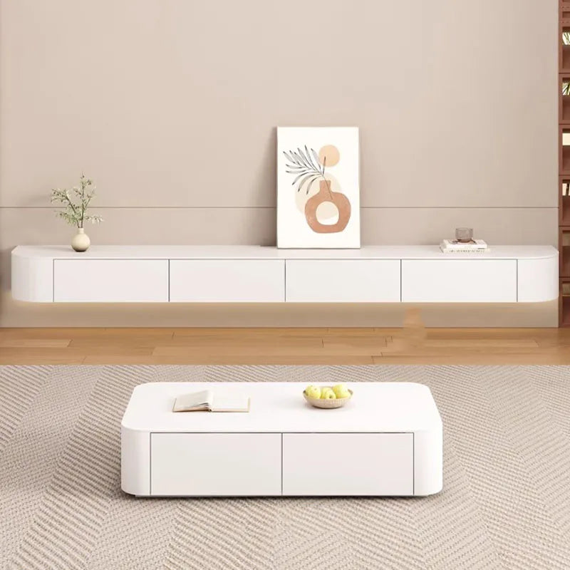 Ellington Collection | Architectural Walnut Console - styled from an alternate angle revealing dimensional depth in a Mid-Century Modern entryway setting.