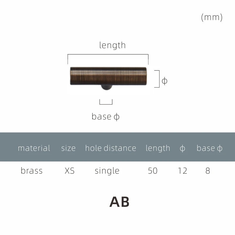 Yu'An Brass Furniture Handles Nordic Modern Pastoral Wardrobe Dresser Cupboard Drawer Cylinder Black/Gold Pulls Knobs
