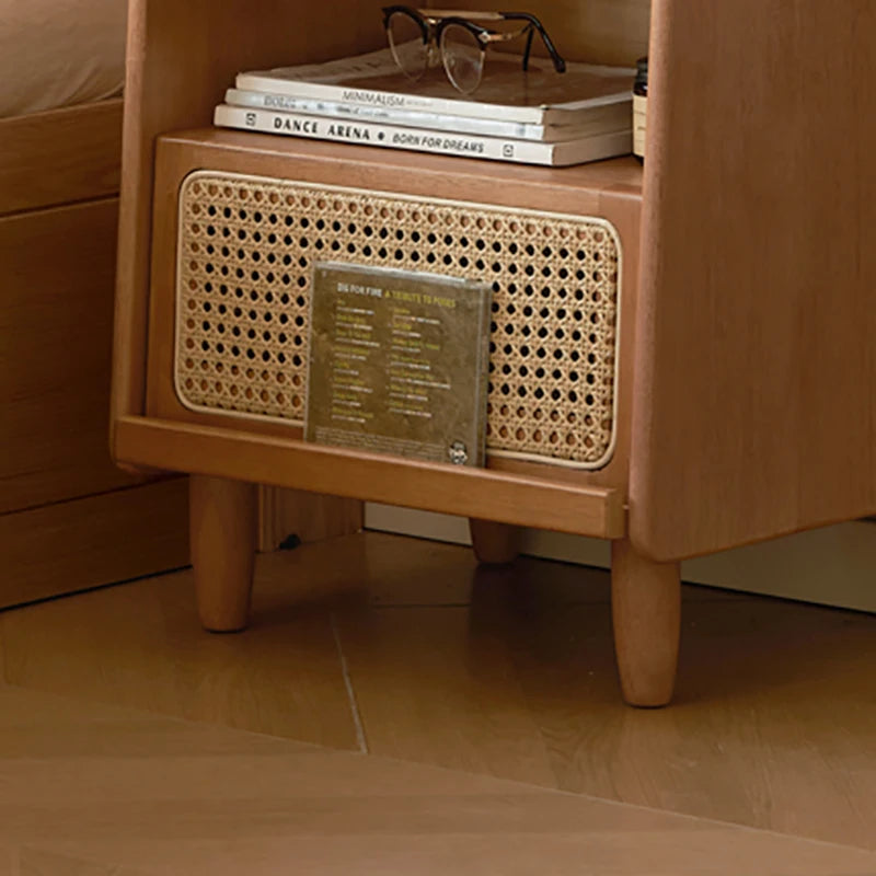 Chinese Vintage Rustic Nightstands with Hidden Storage