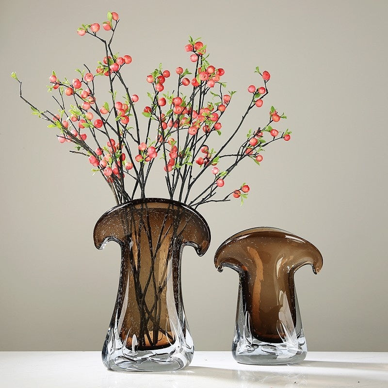 Brown Glass Hydroponic Art Vase - Elegant Modern Decor
