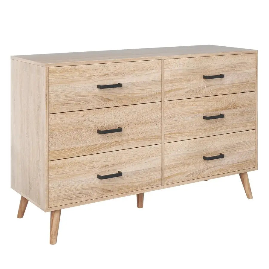 Dresden Collection | Tapered-Leg Brass-Accented Walnut Dresser - showcasing full sculptural form and curated finish in a Mid-Century Modern bedroom setting.