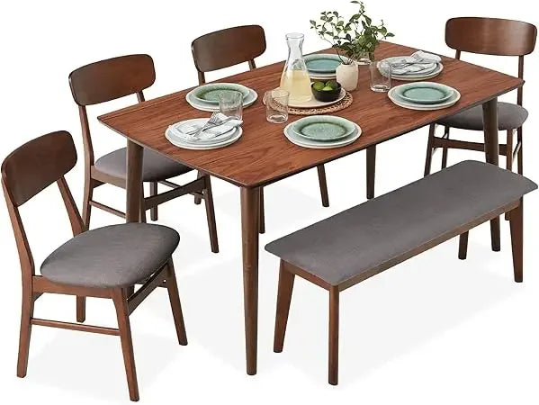 Cordoba Collection | Tapered-Leg Danish-Inspired Walnut Dining Table & Chair Set - showcasing full sculptural form and curated finish in a Mid-Century Modern dining room setting.