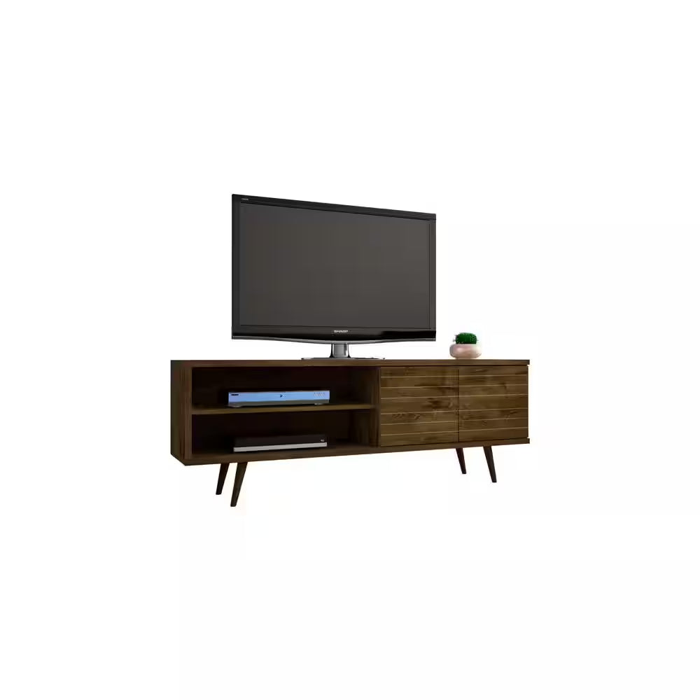 Liberty 62.99 In. Rustic Brown TV Stand Fits Tvs up to 60 In. with Storage Doors, Shelves and Cable Management