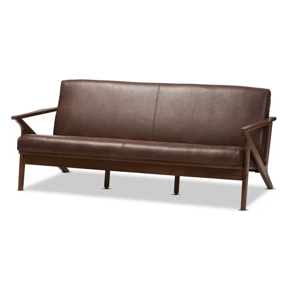 Bianca 72.1 In. Dark Brown Fabric 4-Seater Cabriole Sofa with Wood Frame