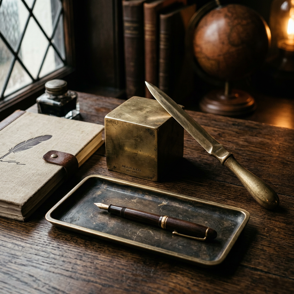 Vintage Brass Stationery Set | Curator's Protocol - Heirloom brass writing tools.