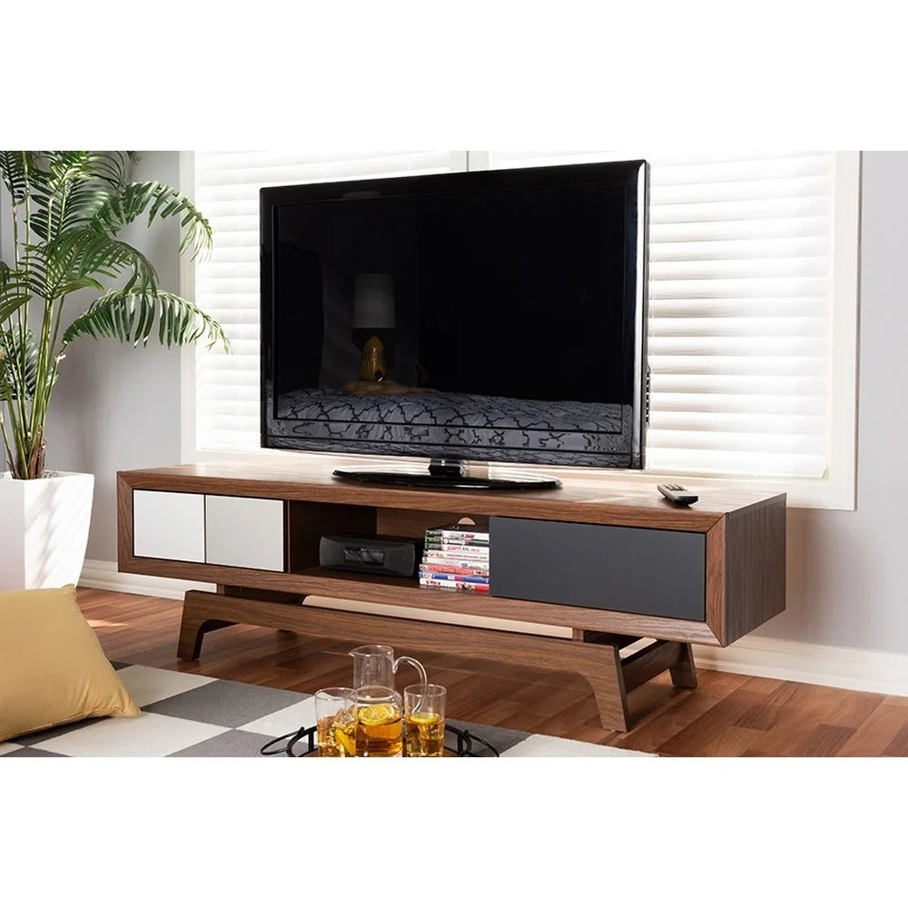 Svante Mid-Century Modern Multicolor Finished Wood 3-Drawer TV Stand