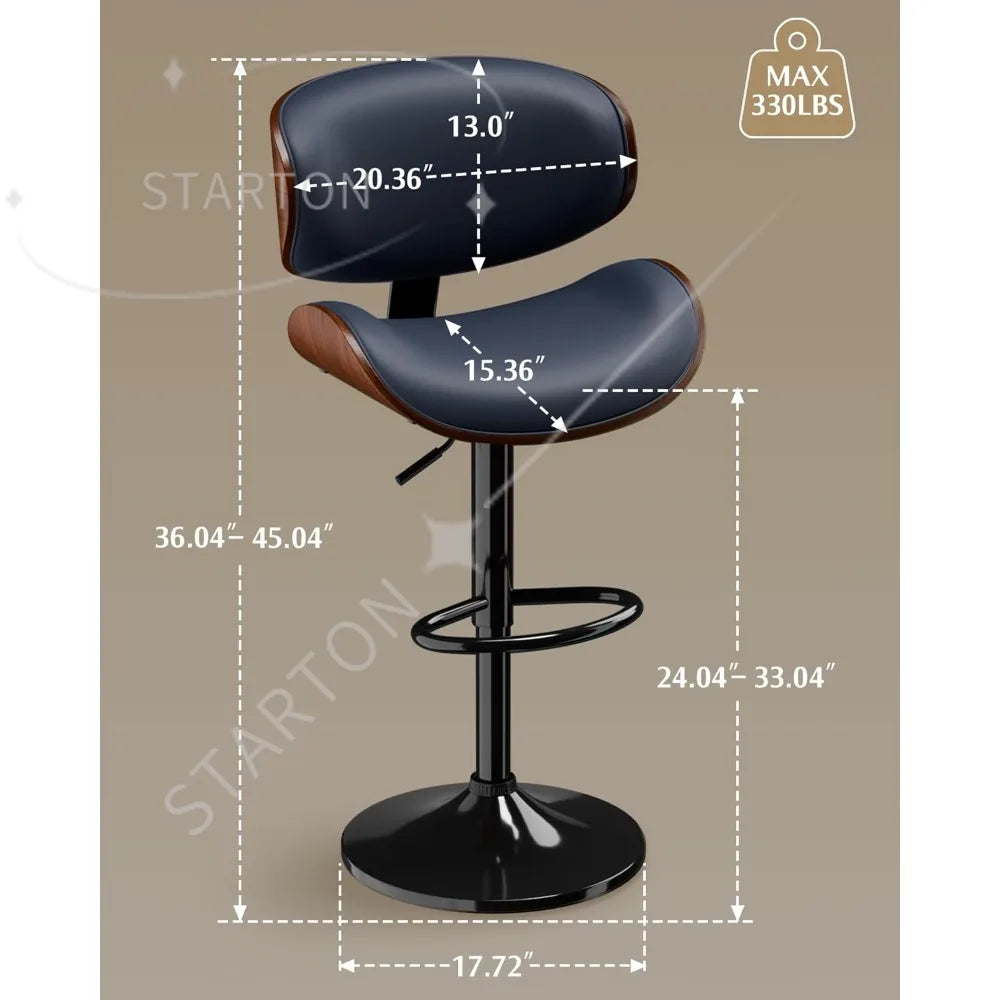 Fontaine Collection | Arched Leather-Wrapped Swivel Stools - showcasing form and function in daily use context in a Mid-Century Modern living room setting.