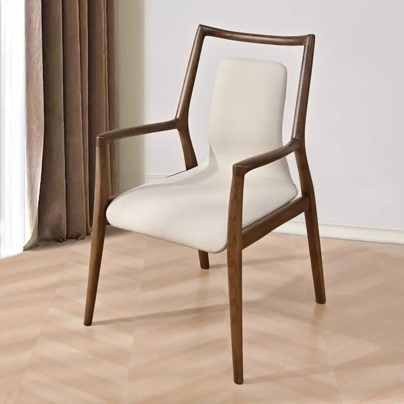 Ellington Collection | Floating Brass-Accented Walnut Armchair - styled from an alternate angle revealing dimensional depth in a Mid-Century Modern living room setting.