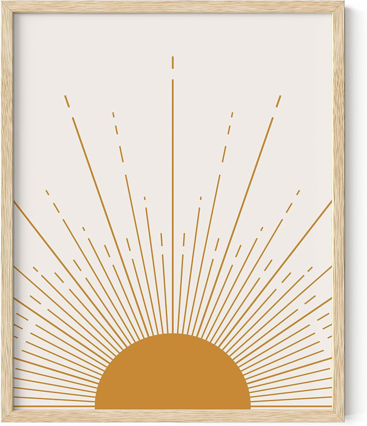 HAUS and HUES Boho Framed Wall Art - Southwestern Geometric Sun Print, Mid Century Modern Decor, Black Frame 12X16