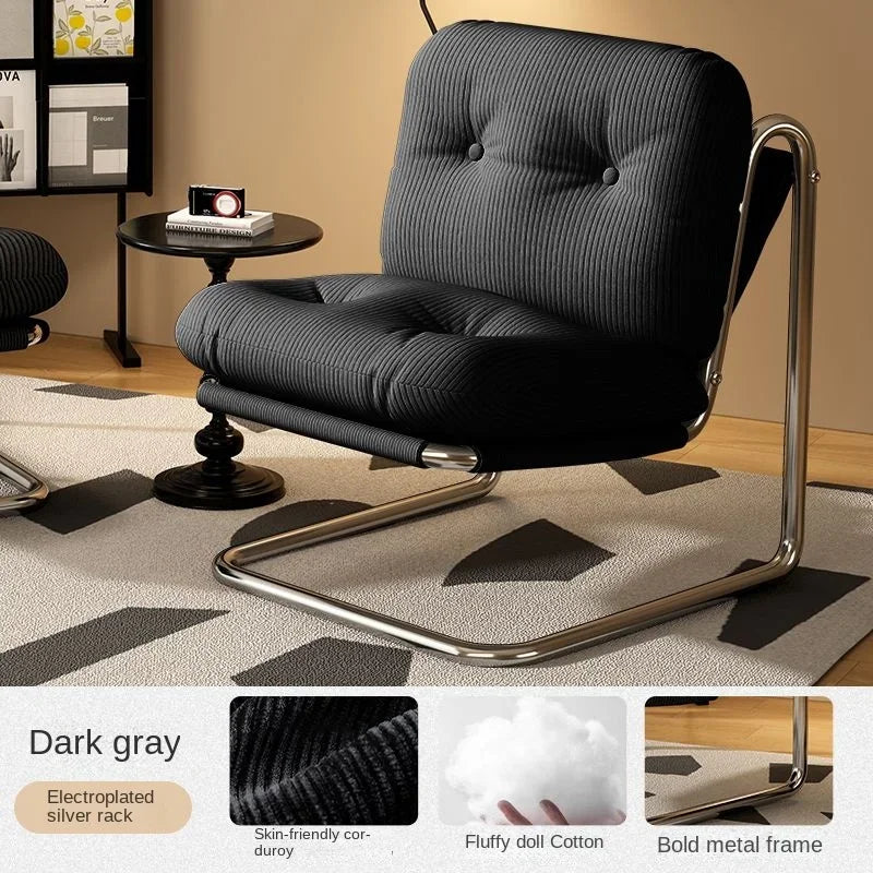 Fontaine Collection | Tapered-Leg Leather-Wrapped Walnut Accent Chair - detail view 12 revealing design nuance in a Mid-Century Modern living room setting.