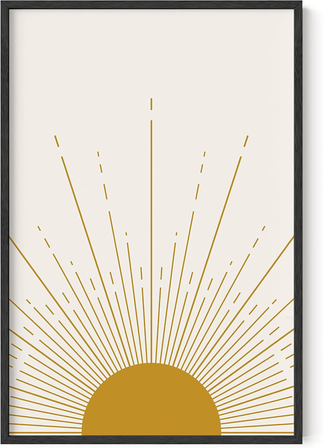 HAUS and HUES Boho Framed Wall Art - Southwestern Geometric Sun Print, Mid Century Modern Decor, Black Frame 12X16