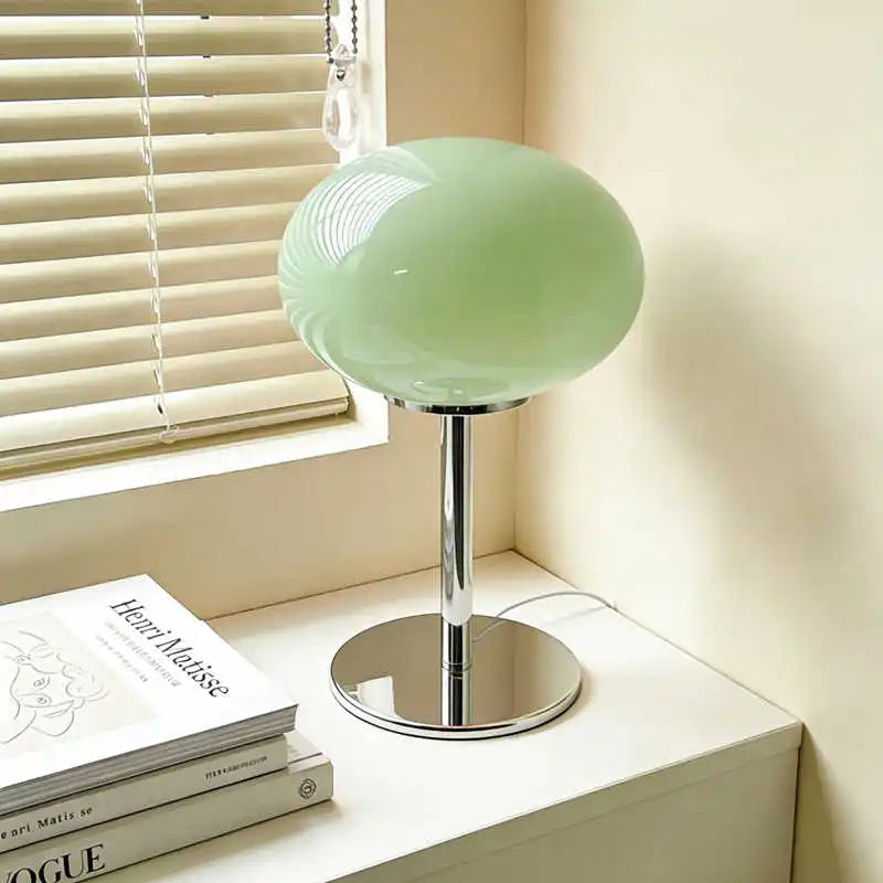 Fontaine Collection | Sculptural Atomic-Era Ceramic Table Lamp - presented at scale within a designed interior in a Mid-Century Modern living room setting.