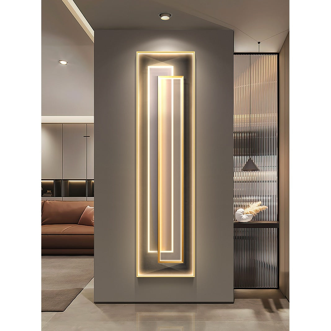 Ellington Collection | Geometric Brass-Accented Brass & Walnut Pendant - featuring close-up joinery and artisanal finish quality in a Mid-Century Modern living room setting.