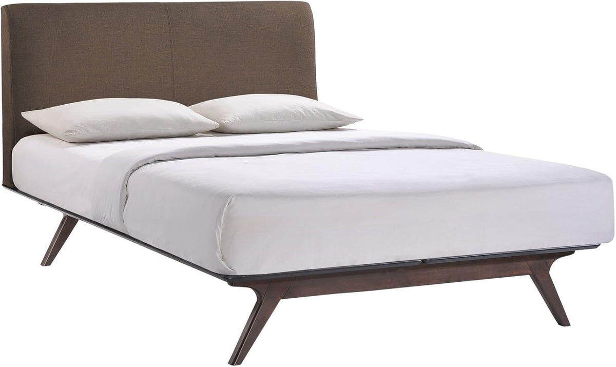 Mid-Century Modern Wood Platform Queen Size Bed