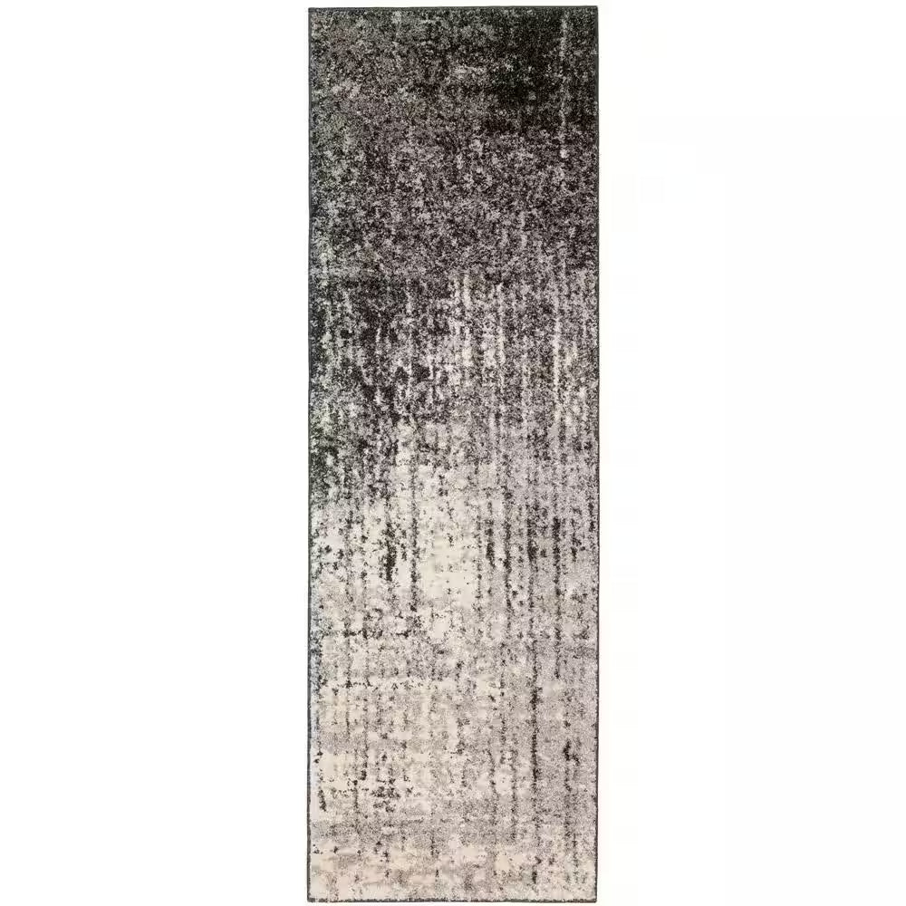 Retro Black/Grey 2 Ft. X 9 Ft. Solid Runner Rug