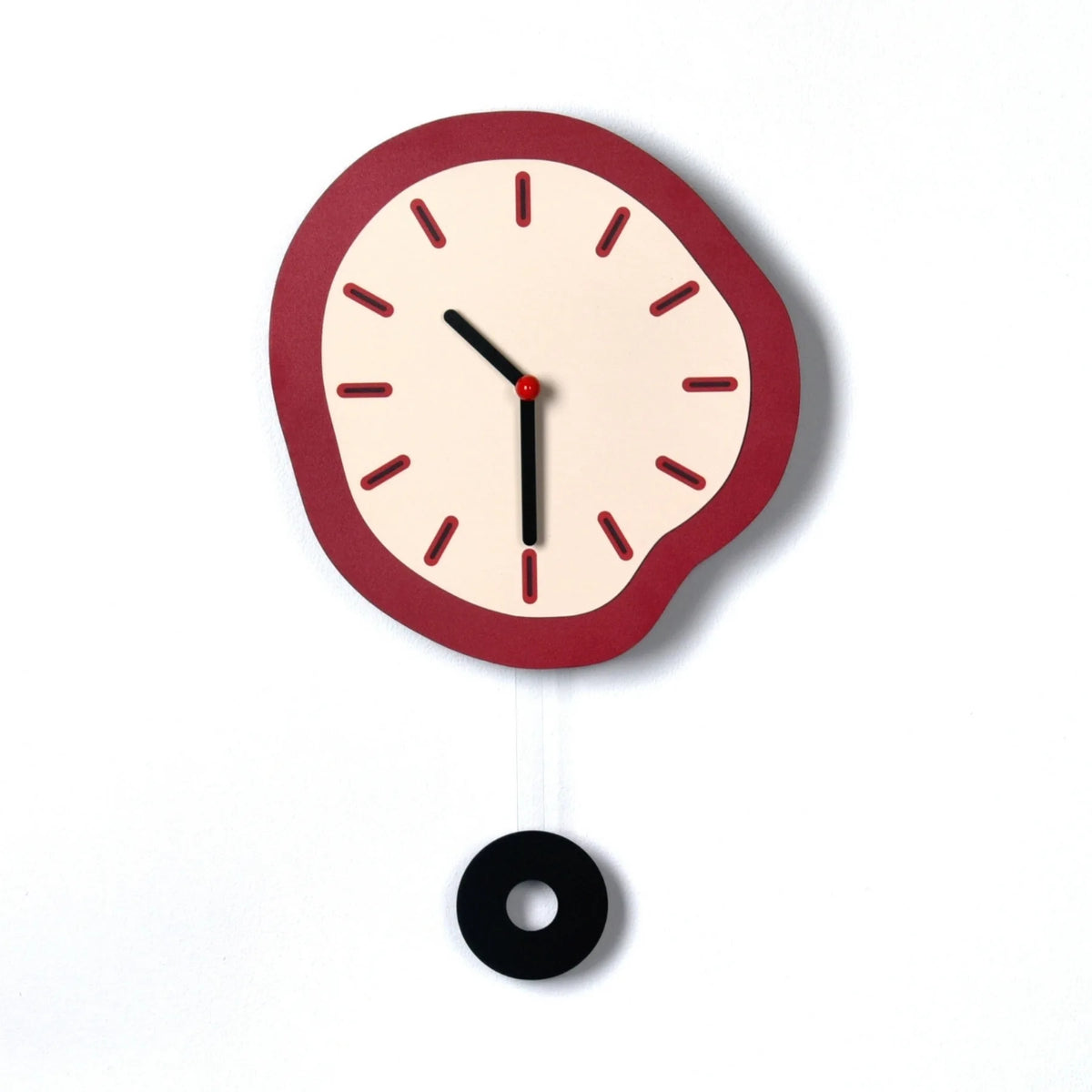 Astoria Collection | Sculptural Brass-Accented Walnut Wall Clock - detail view 12 revealing design nuance in a Mid-Century Modern living room setting.