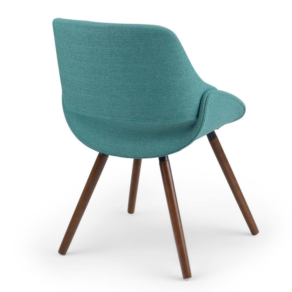 Malden Mid Century Turquoise Blue Woven Fabric Modern Bentwood Dining Chair