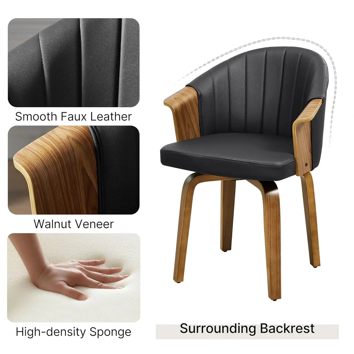 Astoria Collection | Sculptural Atomic-Era Swivel Accent Chair - highlighting material texture and craftsmanship detail in a Mid-Century Modern living room setting.