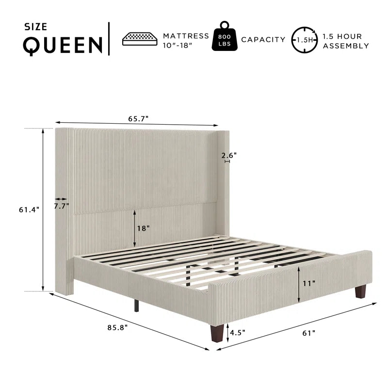 Crofford Upholstered Wingback Platform Bed