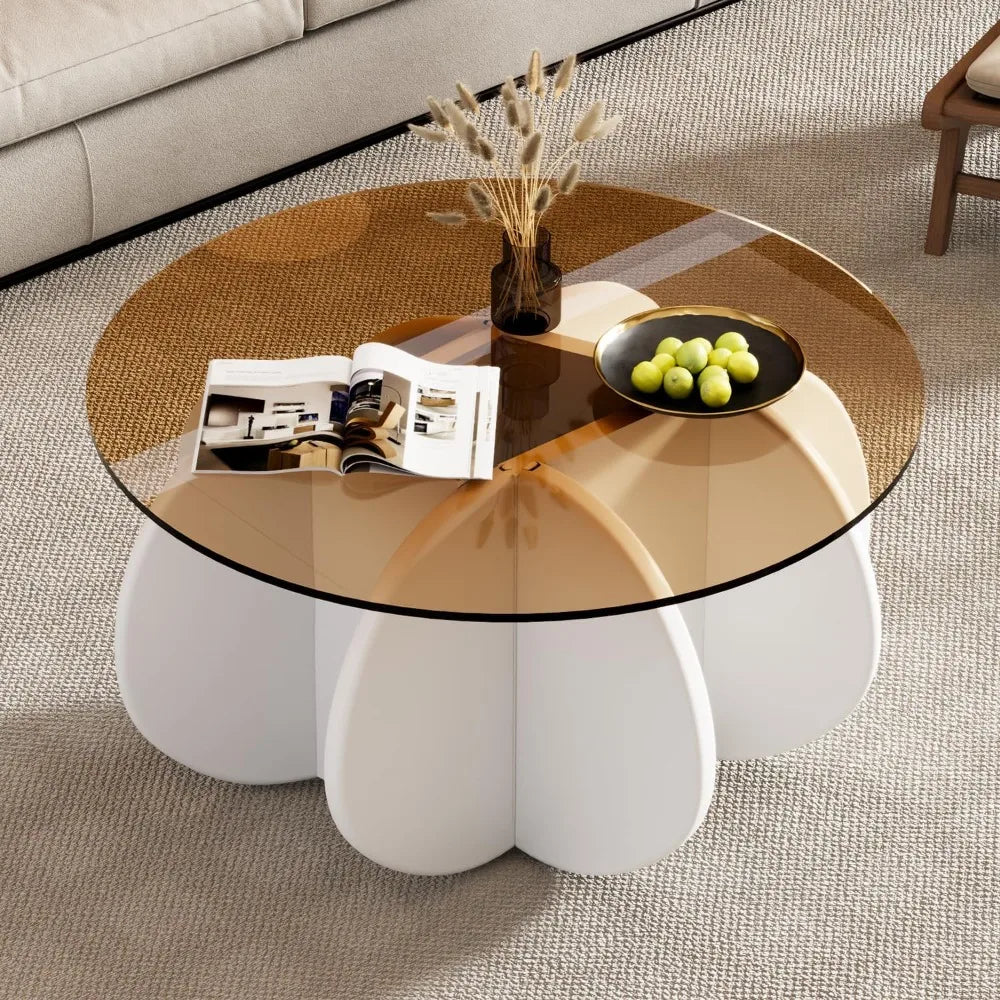 Astoria Collection | Hairpin-Legged Glass-Top Tempered Glass Coffee Table - captured in a curated lifestyle vignette in a Mid-Century Modern living room setting.