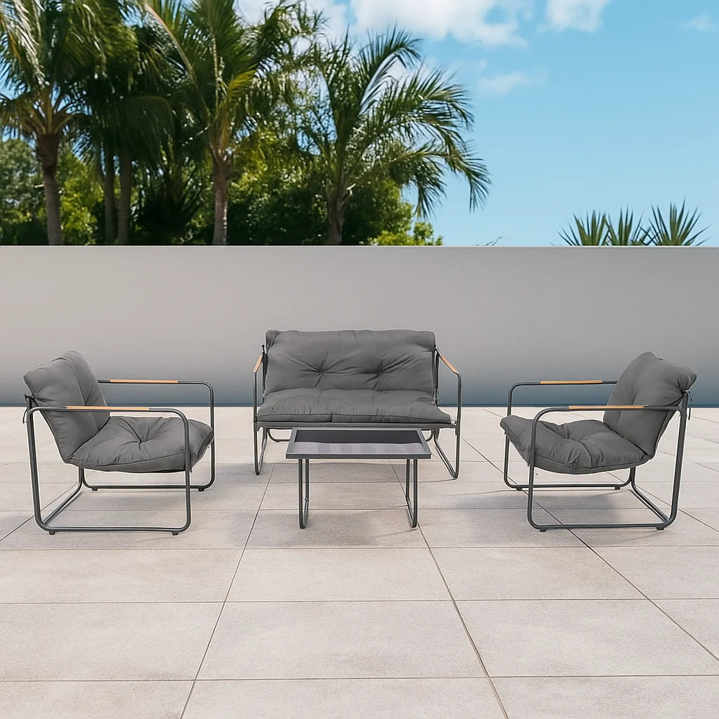 Modern Metal Patio Furniture Set Stylish Fabric Outdoor Sofa & Garden Conversation Set for Durable Outdoor Sofa Set