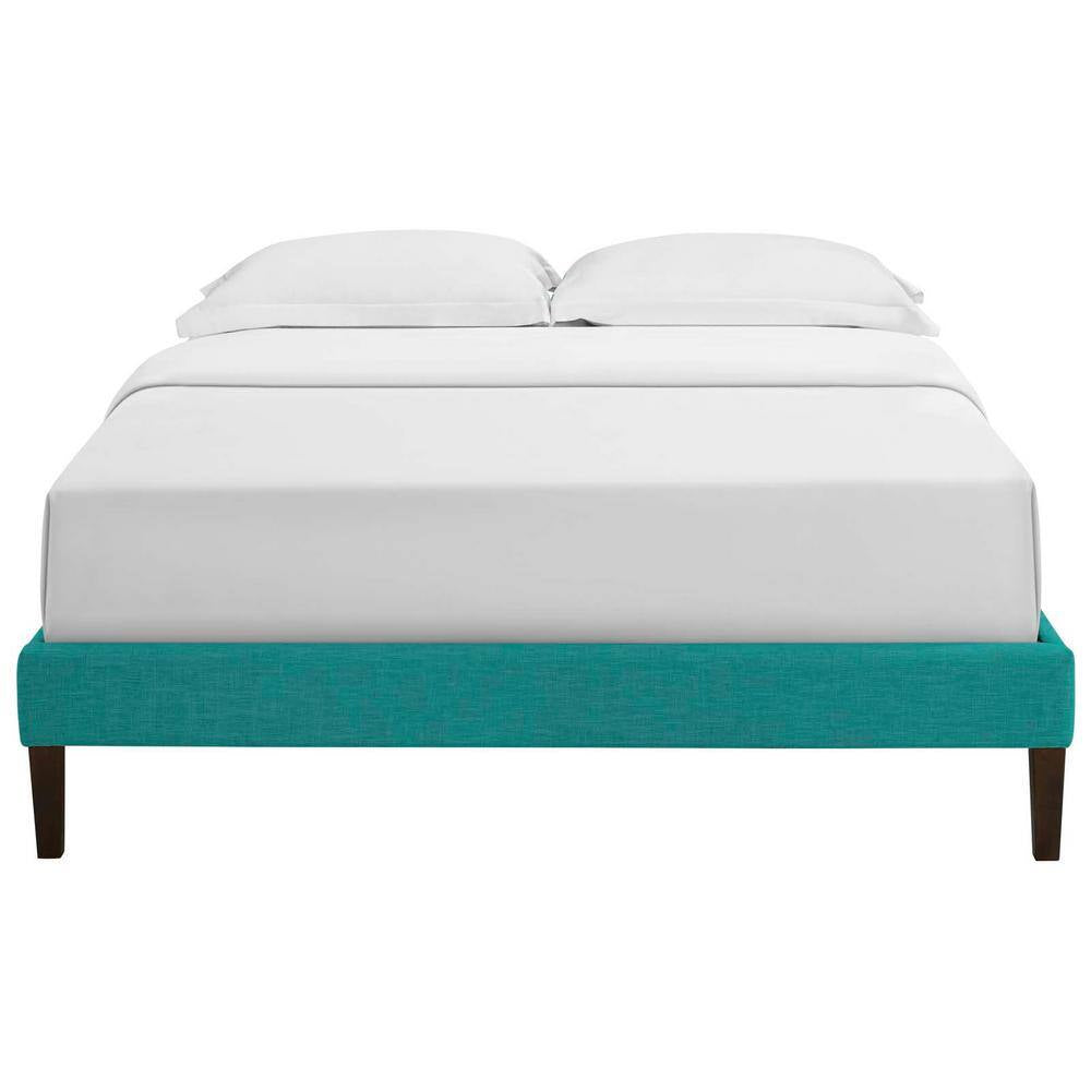 Tessie Teal Full Upholstered Fabric Bed Frame with Squared Tapered Legs