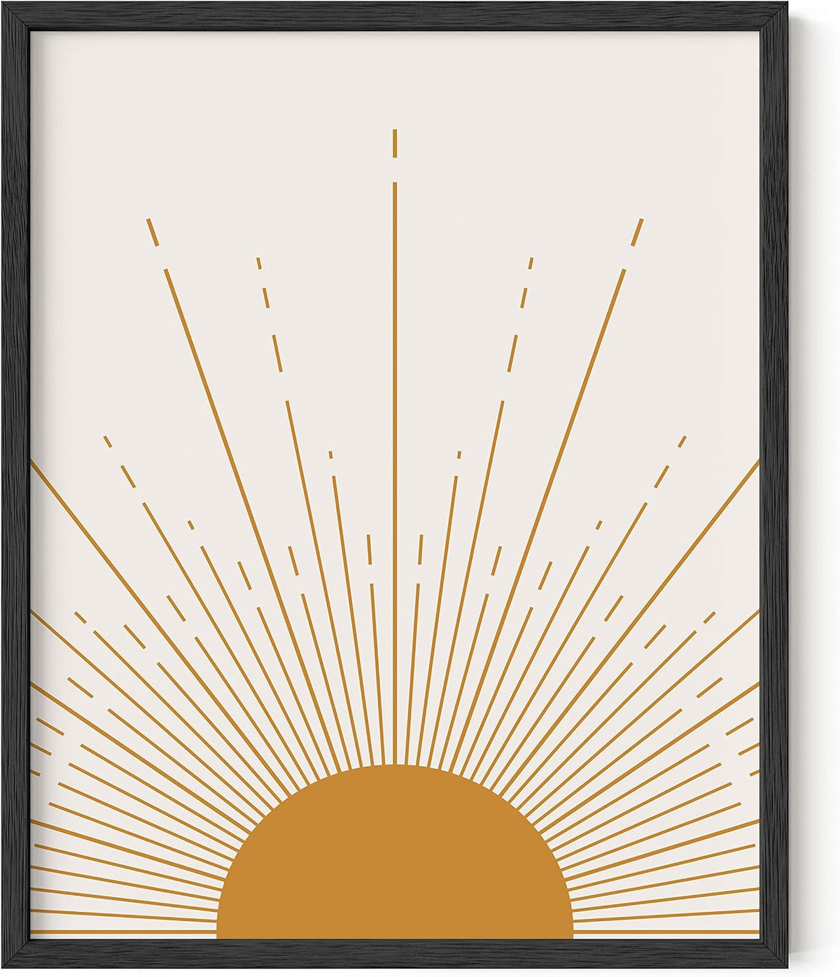 HAUS and HUES Boho Framed Wall Art - Southwestern Geometric Sun Print, Mid Century Modern Decor, Black Frame 12X16
