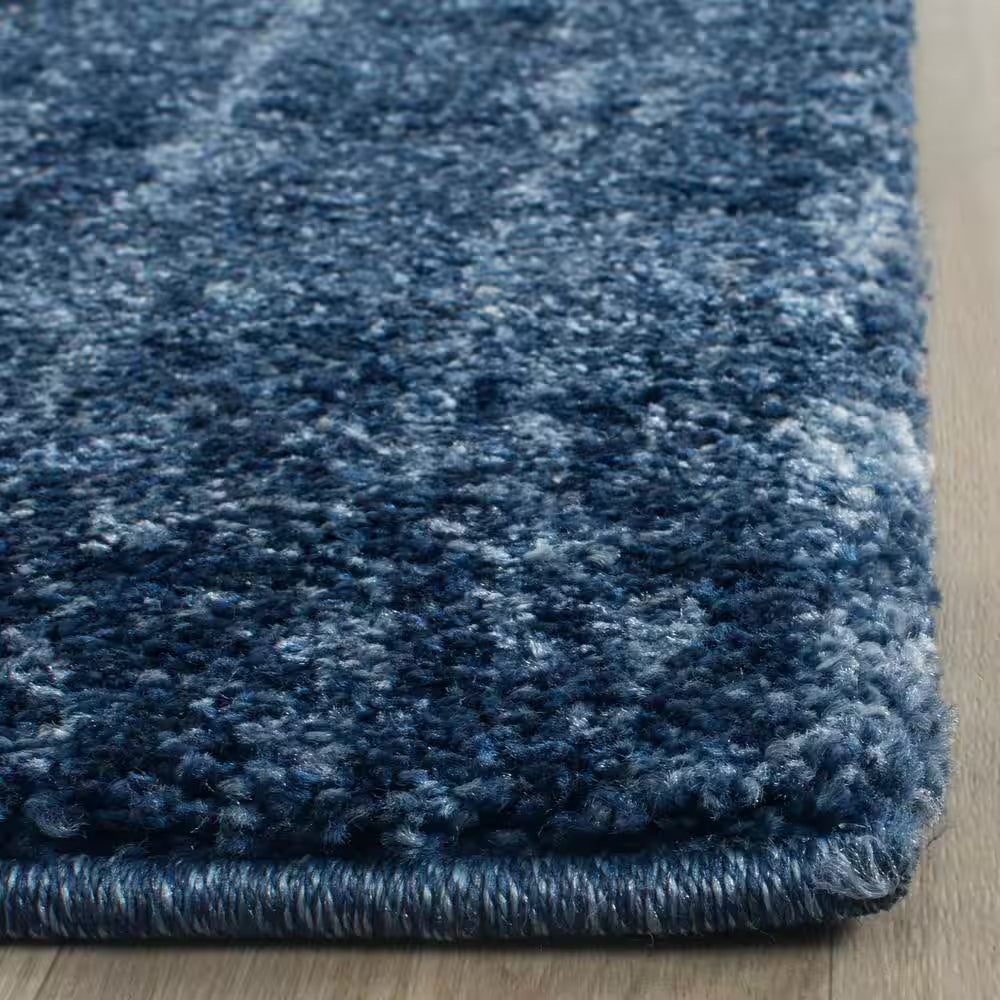 Retro Light Blue/Blue 2 Ft. X 7 Ft. Distressed Floral Runner Rug
