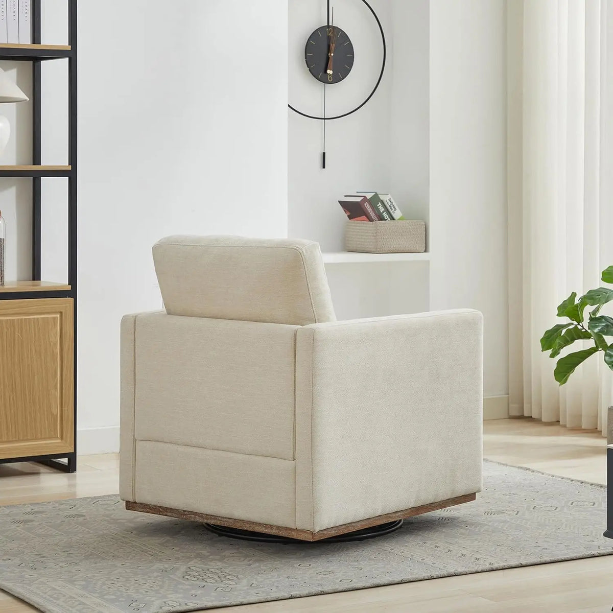 Astoria Collection | Sculptural Atomic-Era Swivel Accent Chairs - Set of Two - detail view 19 revealing design nuance in a Mid-Century Modern living room setting.